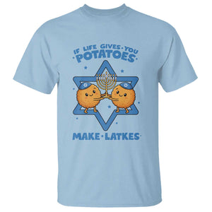 Funny Hanukkah Gift T Shirt If Life Gives You Potatoes Make Latkes TS12 Light Blue Print Your Wear