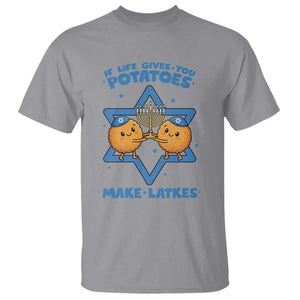 Funny Hanukkah Gift T Shirt If Life Gives You Potatoes Make Latkes TS12 Sport Gray Print Your Wear