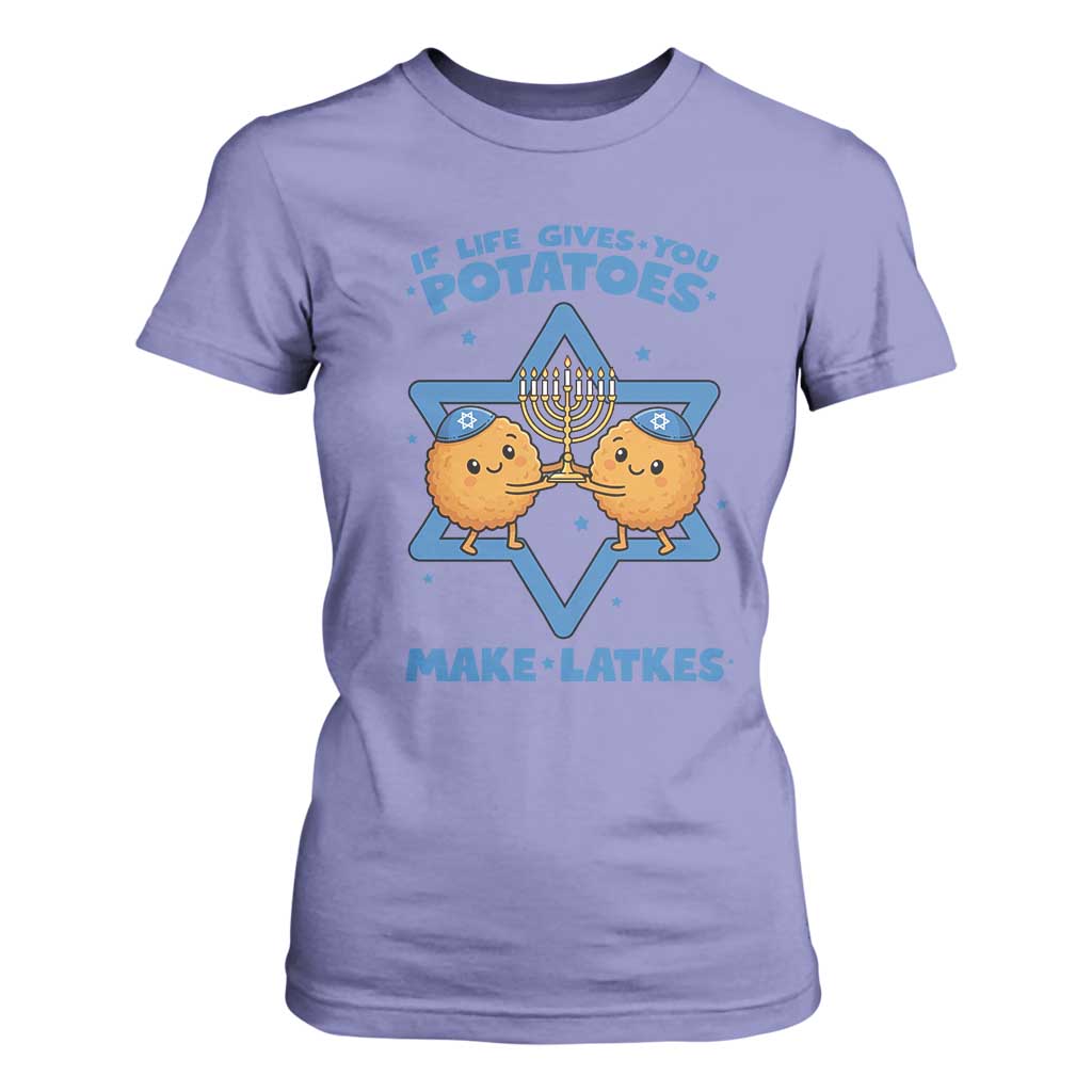 Funny Hanukkah Gift T Shirt For Women If Life Gives You Potatoes Make Latkes TS12 Violet Print Your Wear