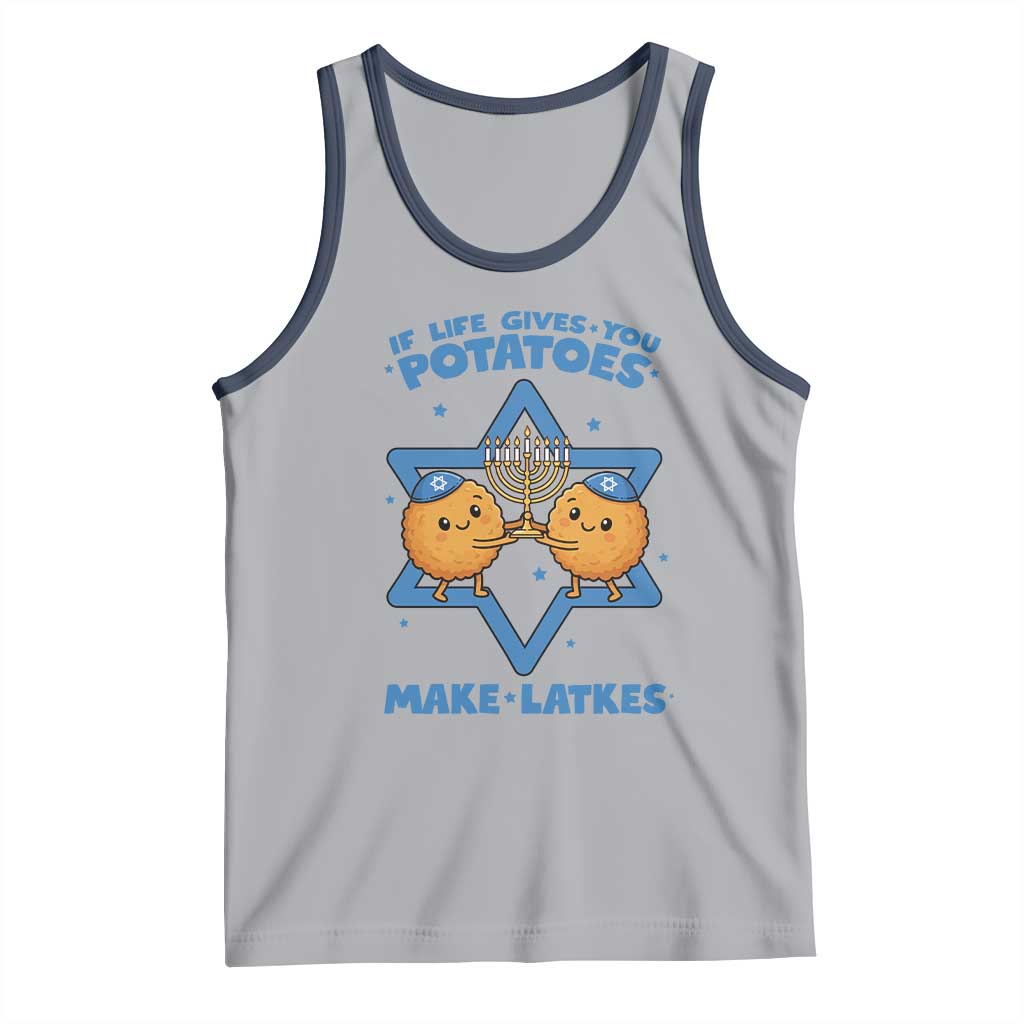 Funny Hanukkah Gift Tank Top If Life Gives You Potatoes Make Latkes TS12 Athletic Heather Navy Print Your Wear