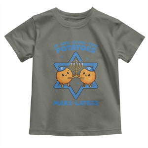 Funny Hanukkah Gift Toddler T Shirt If Life Gives You Potatoes Make Latkes TS12 Military Green Print Your Wear