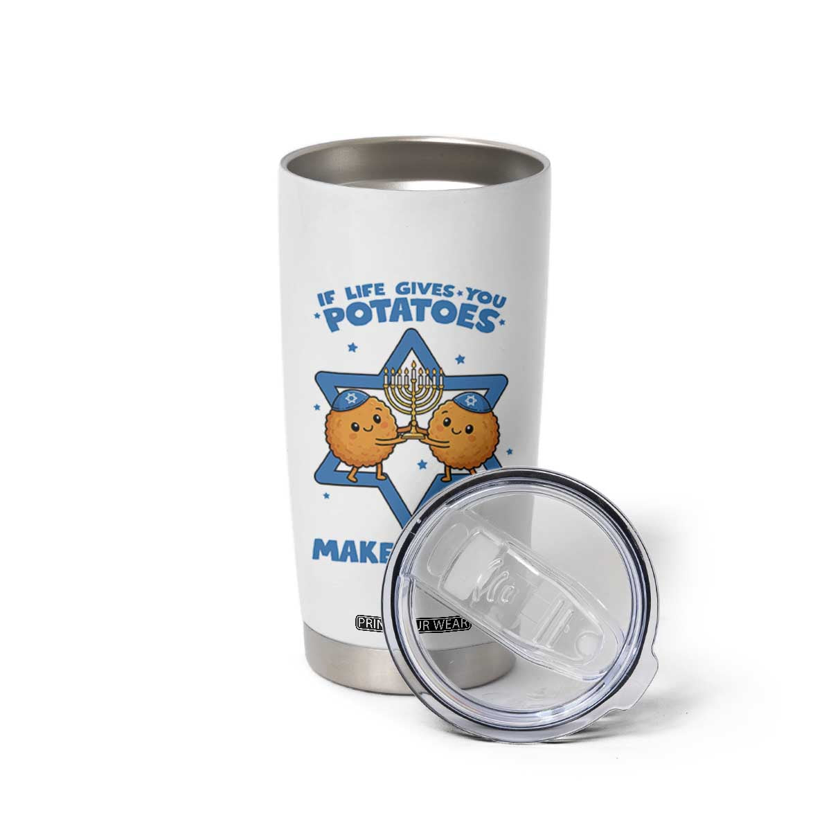 Funny Hanukkah Gift Tumbler Cup If Life Gives You Potatoes Make Latkes TS12 Print Your Wear