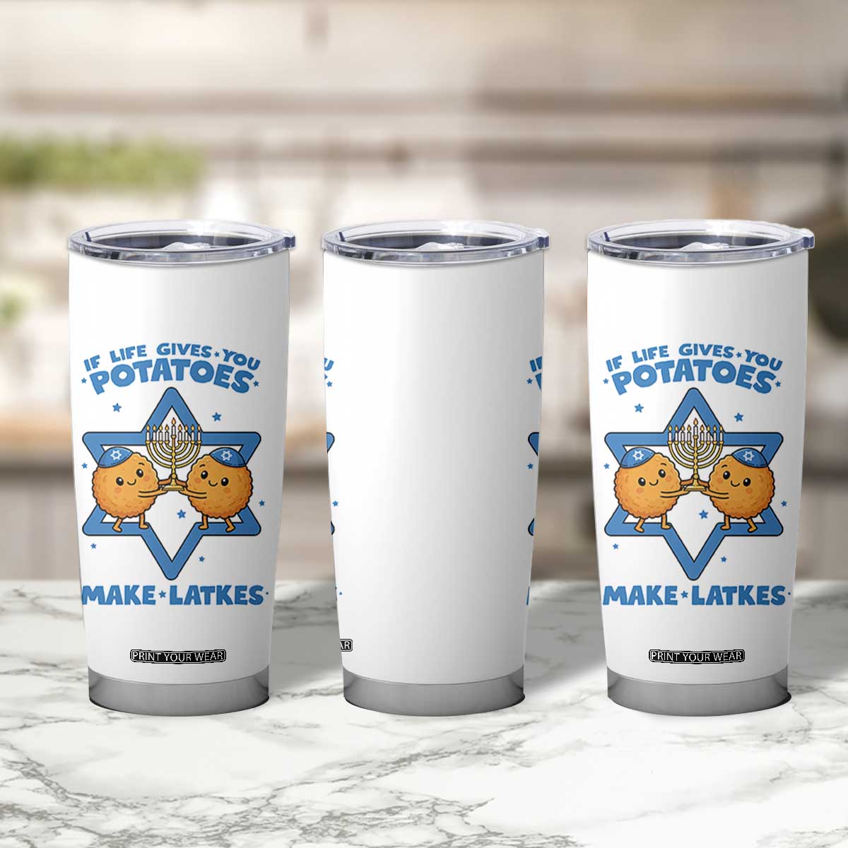 Funny Hanukkah Gift Tumbler Cup If Life Gives You Potatoes Make Latkes TS12 Print Your Wear