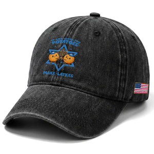 Funny Hanukkah Gift Washed Cotton Baseball Cap If Life Gives You Potatoes Make Latkes TS12 Print Your Wear