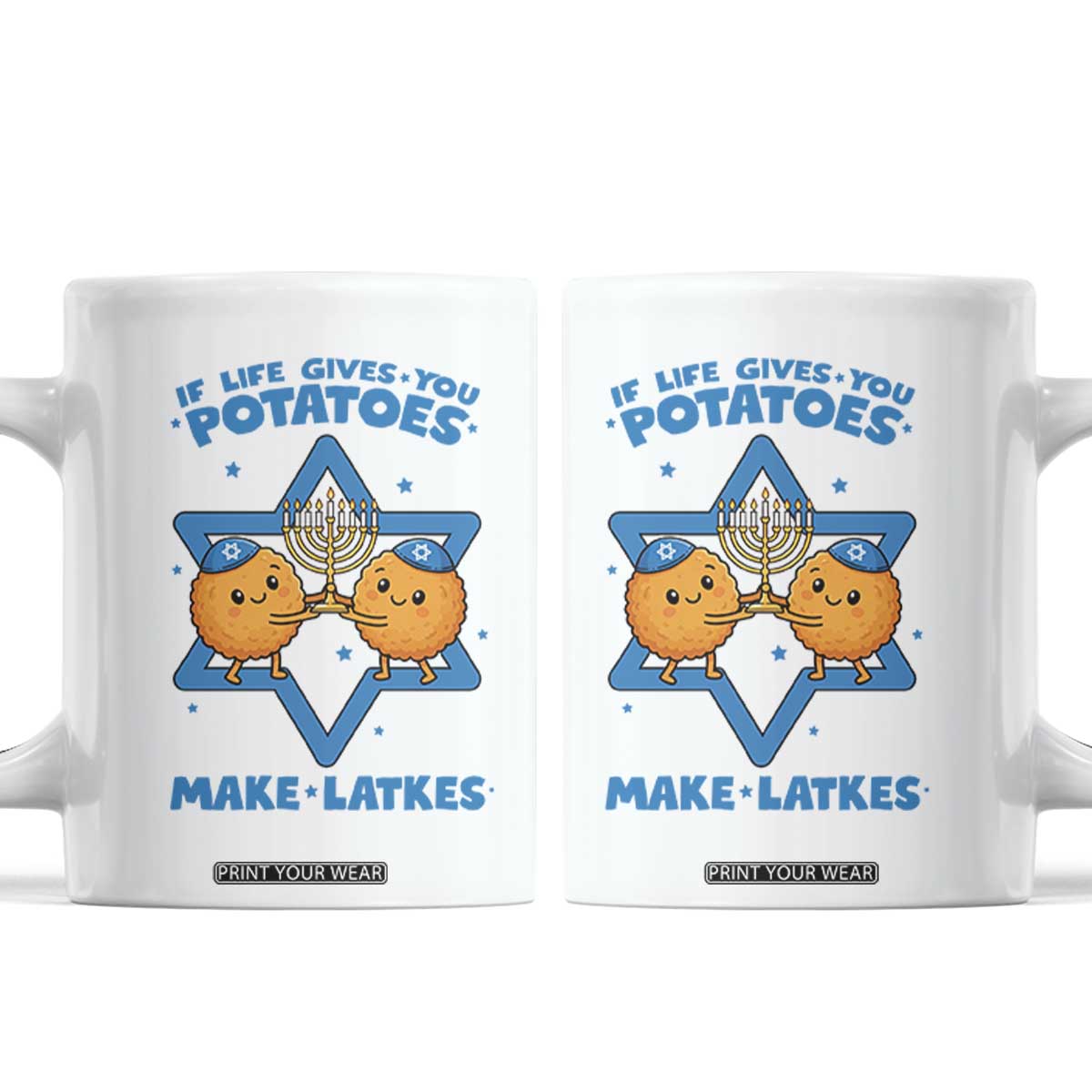 Funny Hanukkah Gift Coffee Mug If Life Gives You Potatoes Make Latkes TS12 White Print Your Wear