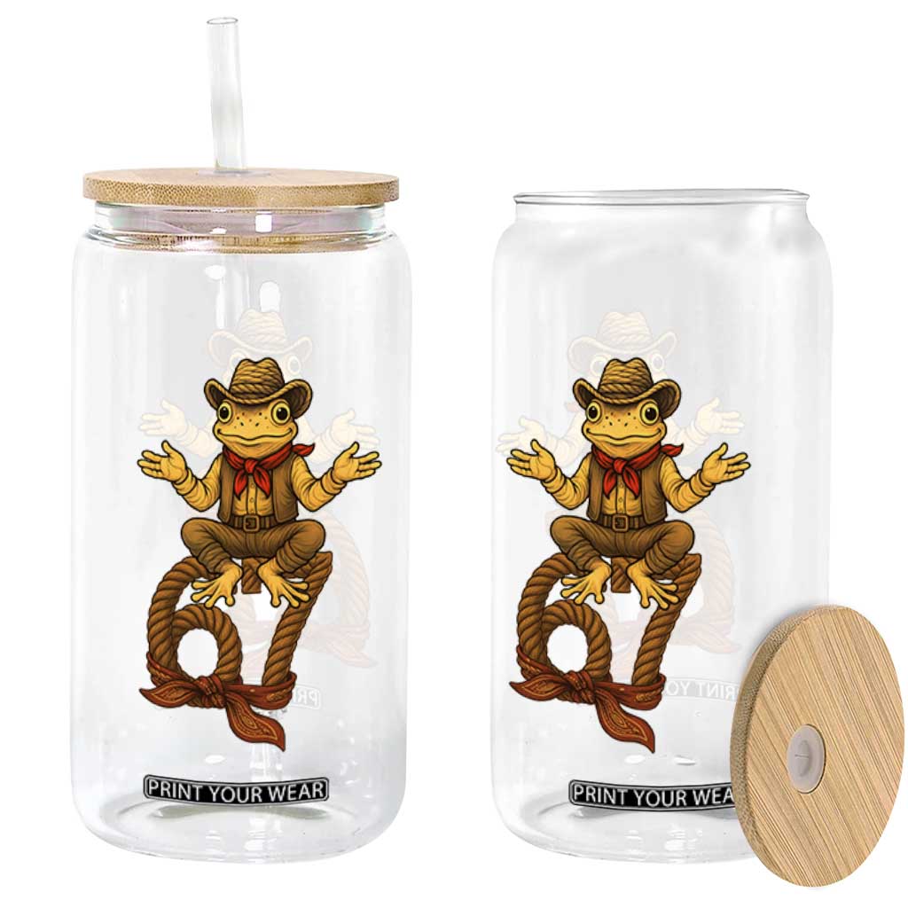 Funny Frog Cowboy Six Seven Meme Glass Can 67 Doot Doot Western Animal Trend Gift TS12 Print Your Wear