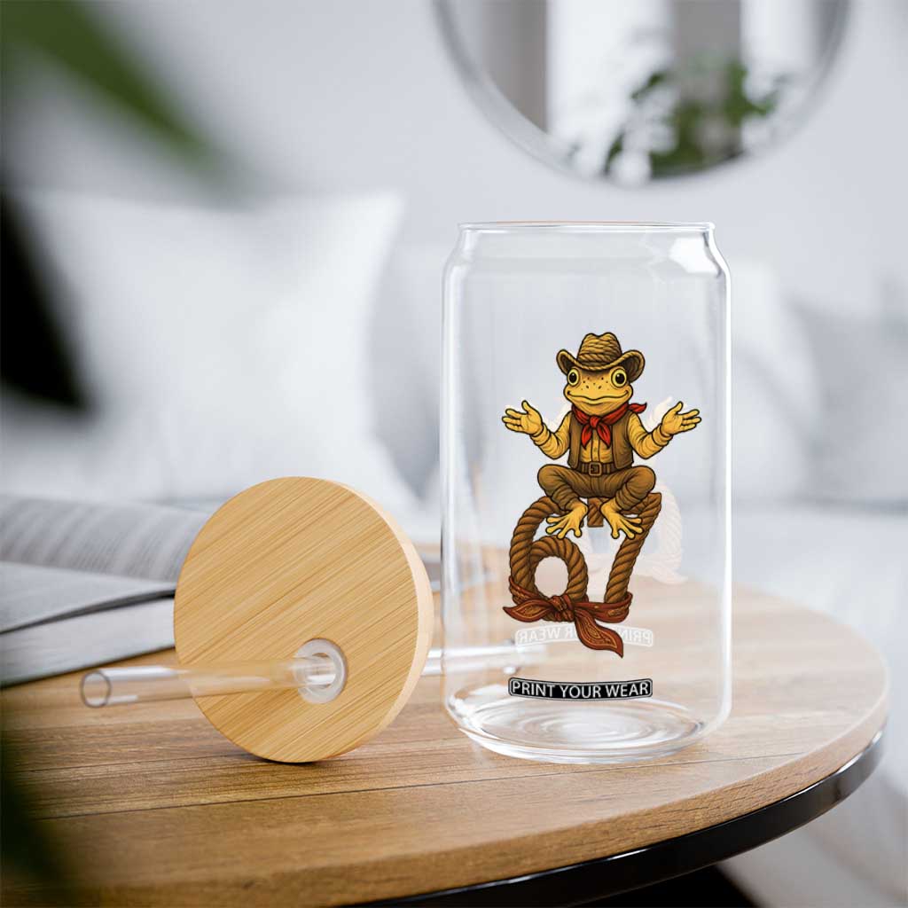 Funny Frog Cowboy Six Seven Meme Glass Can 67 Doot Doot Western Animal Trend Gift TS12 Print Your Wear