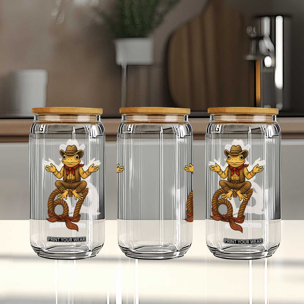 Funny Frog Cowboy Six Seven Meme Glass Can 67 Doot Doot Western Animal Trend Gift TS12 Print Your Wear