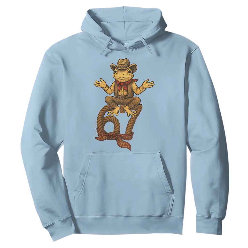 Funny Frog Cowboy Six Seven Meme Hoodie 67 Doot Doot Western Animal Trend Gift TS12 Light Blue Print Your Wear