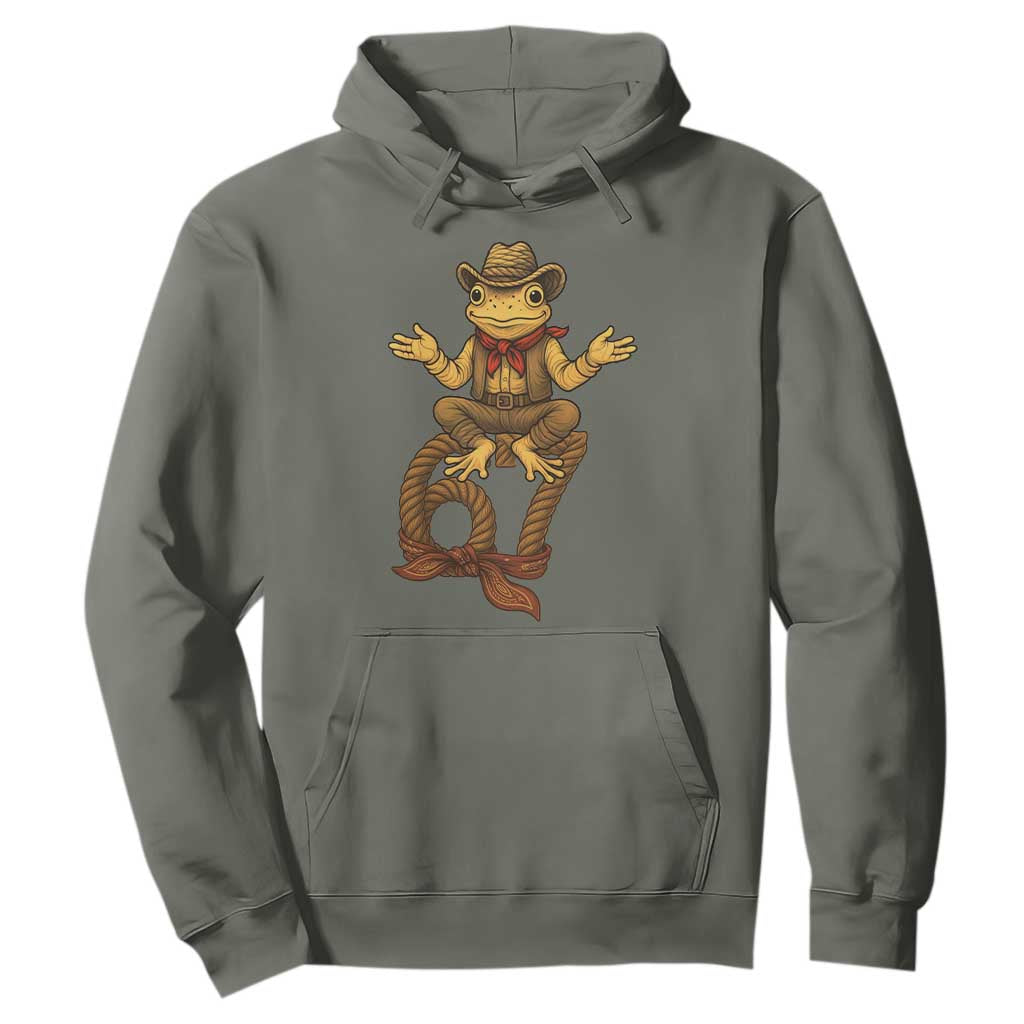 Funny Frog Cowboy Six Seven Meme Hoodie 67 Doot Doot Western Animal Trend Gift TS12 Military Green Print Your Wear