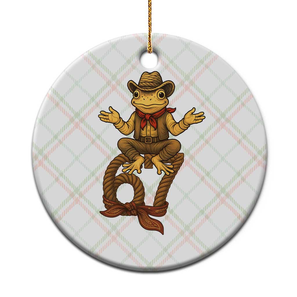 Funny Frog Cowboy Six Seven Meme Ceramic Ornament 67 Doot Doot Western Animal Trend Gift TS12 1pc Christmas Plaid Print Your Wear