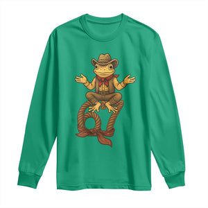 Funny Frog Cowboy Six Seven Meme Long Sleeve Shirt 67 Doot Doot Western Animal Trend Gift TS12 Irish Green Print Your Wear