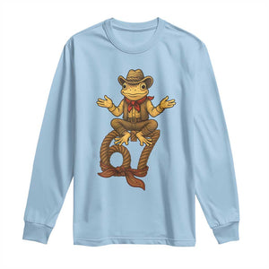 Funny Frog Cowboy Six Seven Meme Long Sleeve Shirt 67 Doot Doot Western Animal Trend Gift TS12 Light Blue Print Your Wear