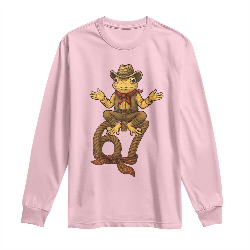 Funny Frog Cowboy Six Seven Meme Long Sleeve Shirt 67 Doot Doot Western Animal Trend Gift TS12 Light Pink Print Your Wear