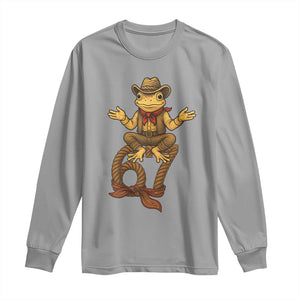 Funny Frog Cowboy Six Seven Meme Long Sleeve Shirt 67 Doot Doot Western Animal Trend Gift TS12 Sport Gray Print Your Wear