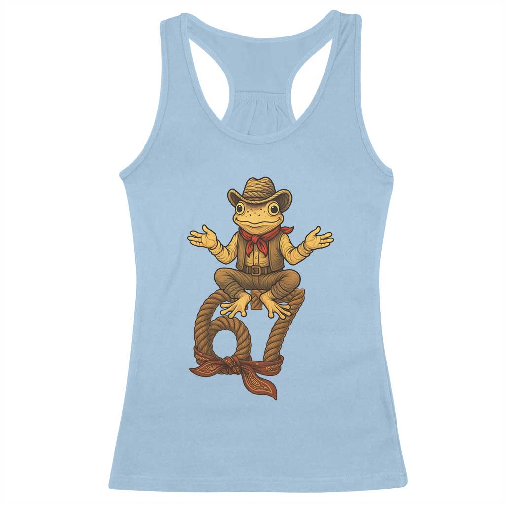 Funny Frog Cowboy Six Seven Meme Racerback Tank Top 67 Doot Doot Western Animal Trend Gift TS12 Light Blue Print Your Wear