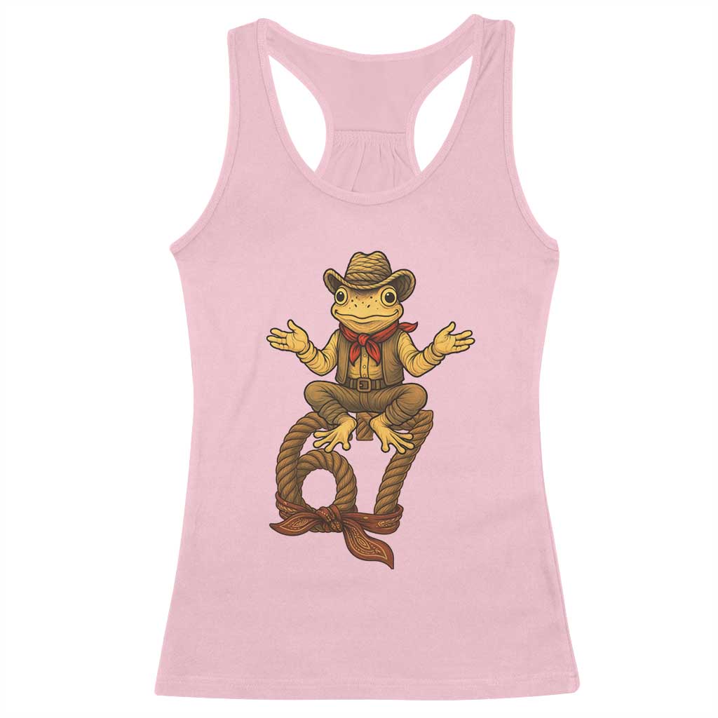 Funny Frog Cowboy Six Seven Meme Racerback Tank Top 67 Doot Doot Western Animal Trend Gift TS12 Light Pink Print Your Wear