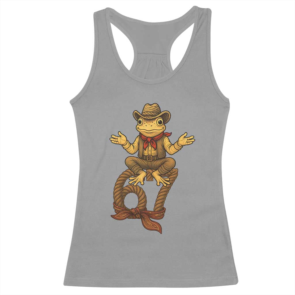 Funny Frog Cowboy Six Seven Meme Racerback Tank Top 67 Doot Doot Western Animal Trend Gift TS12 Sport Gray Print Your Wear