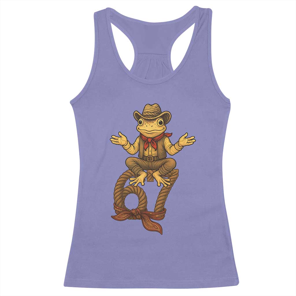 Funny Frog Cowboy Six Seven Meme Racerback Tank Top 67 Doot Doot Western Animal Trend Gift TS12 Violet Print Your Wear