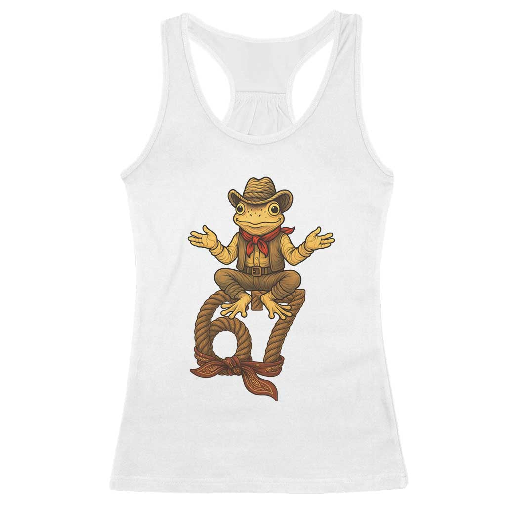 Funny Frog Cowboy Six Seven Meme Racerback Tank Top 67 Doot Doot Western Animal Trend Gift TS12 White Print Your Wear