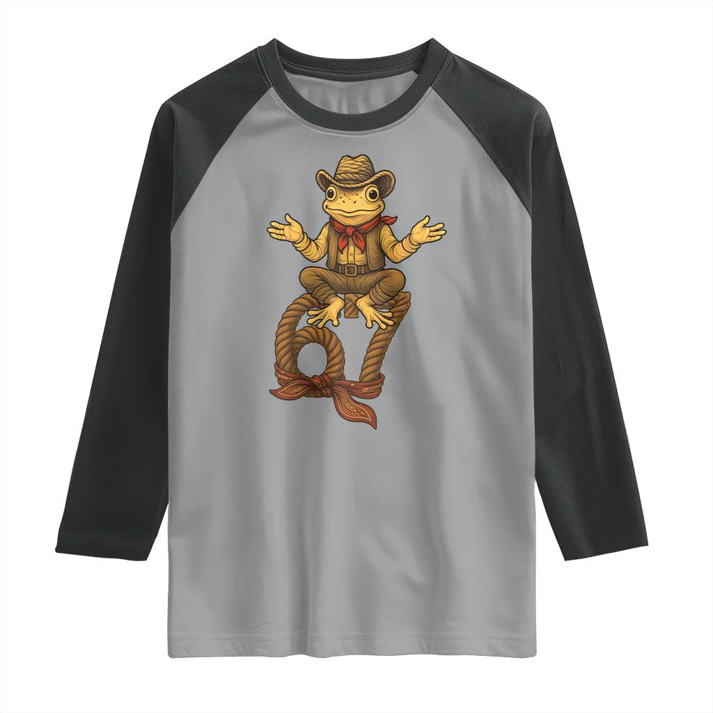 Funny Frog Cowboy Six Seven Meme Raglan Shirt 67 Doot Doot Western Animal Trend Gift TS12 Sport Gray Black Print Your Wear