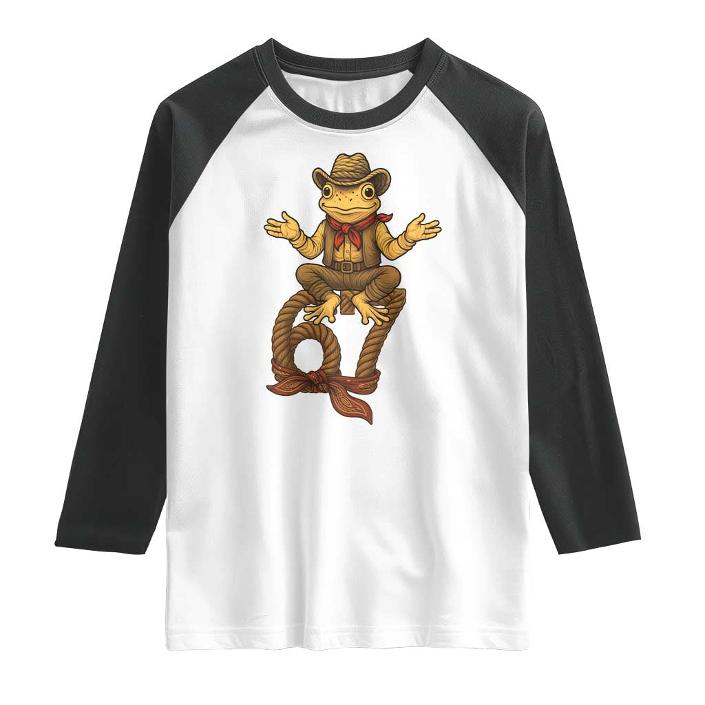 Funny Frog Cowboy Six Seven Meme Raglan Shirt 67 Doot Doot Western Animal Trend Gift TS12 White Black Print Your Wear