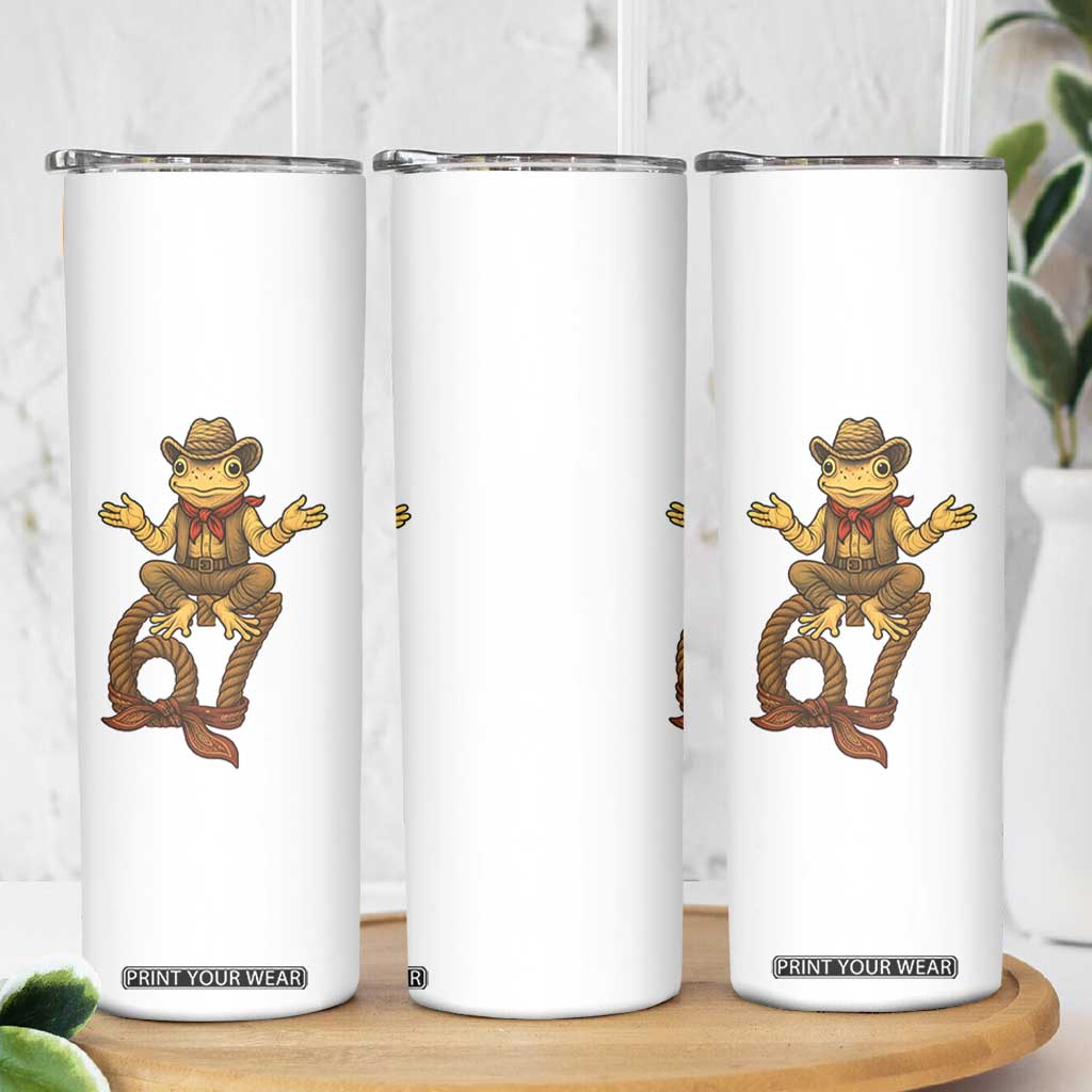 Funny Frog Cowboy Six Seven Meme Skinny Tumbler 67 Doot Doot Western Animal Trend Gift TS12 Print Your Wear