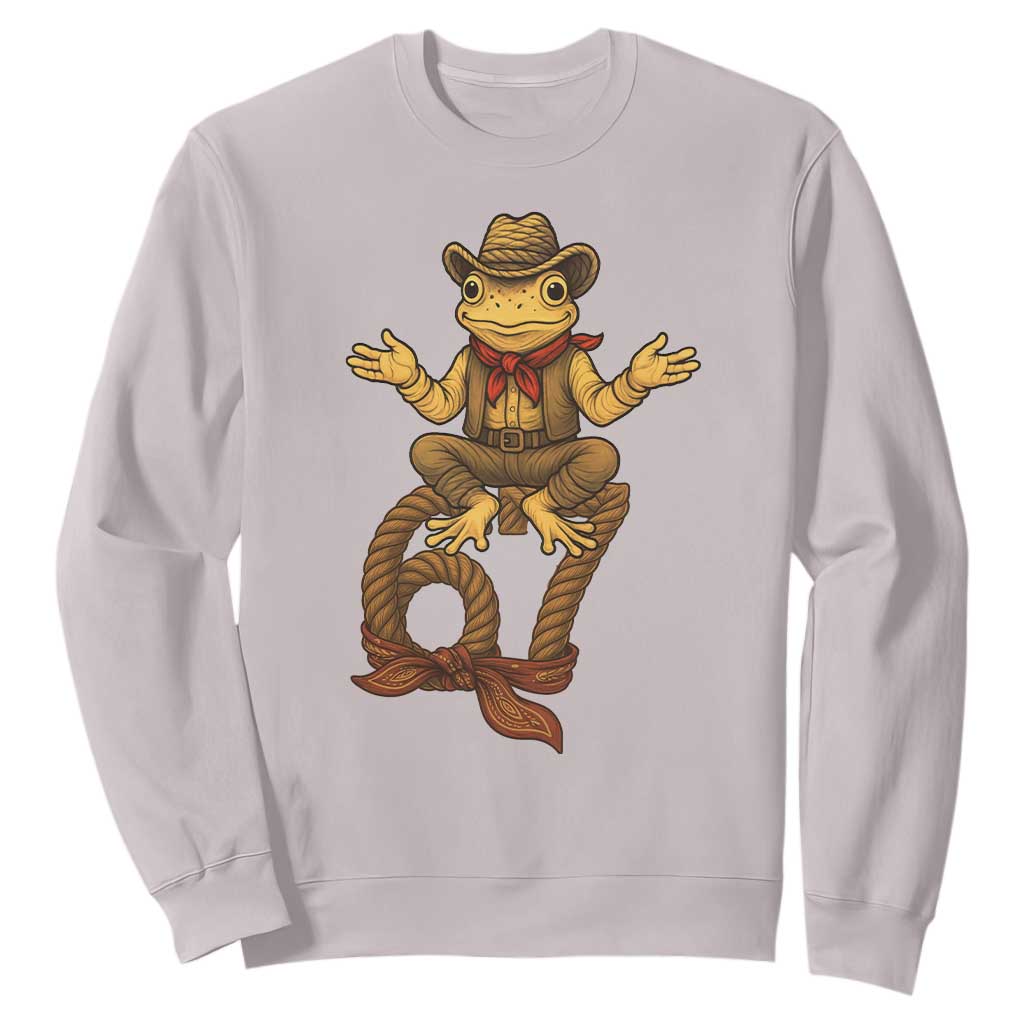 Funny Frog Cowboy Six Seven Meme Sweatshirt 67 Doot Doot Western Animal Trend Gift TS12 Ice Gray Print Your Wear