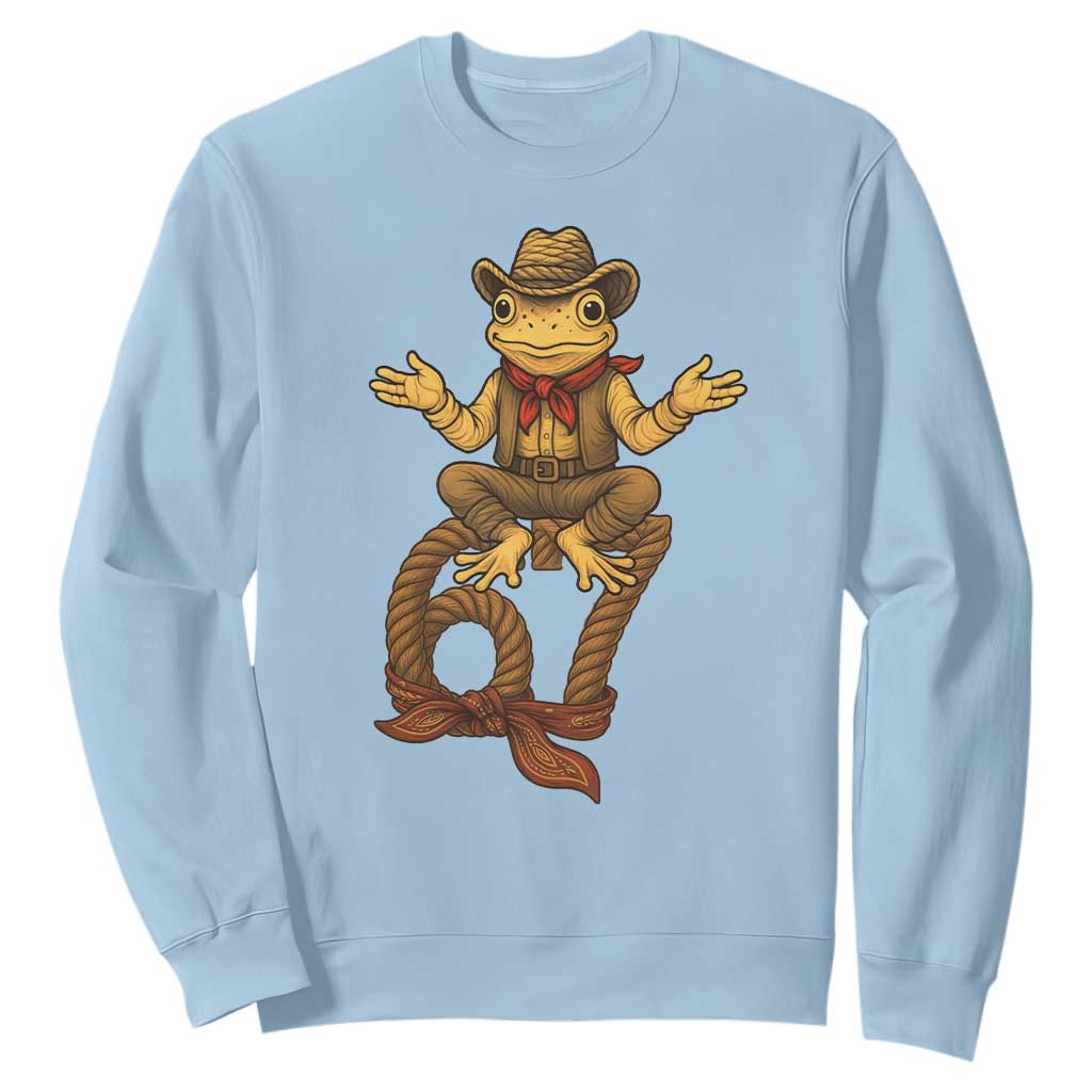 Funny Frog Cowboy Six Seven Meme Sweatshirt 67 Doot Doot Western Animal Trend Gift TS12 Light Blue Print Your Wear