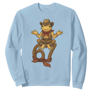 Funny Frog Cowboy Six Seven Meme Sweatshirt 67 Doot Doot Western Animal Trend Gift TS12 Light Blue Print Your Wear