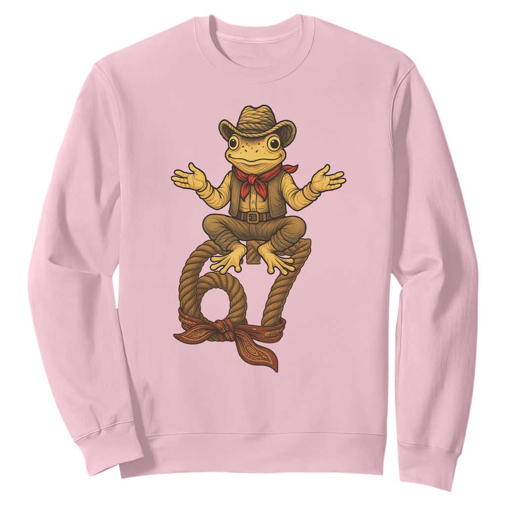Funny Frog Cowboy Six Seven Meme Sweatshirt 67 Doot Doot Western Animal Trend Gift TS12 Light Pink Print Your Wear