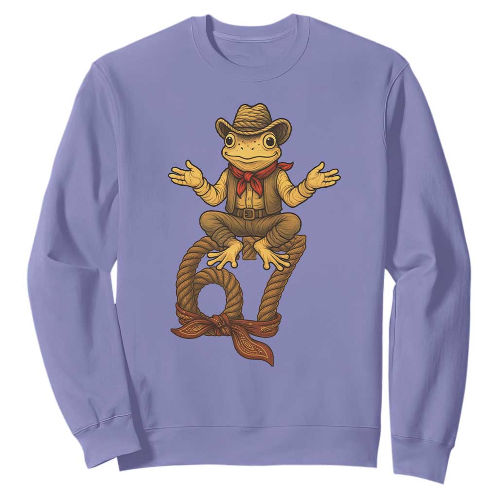 Funny Frog Cowboy Six Seven Meme Sweatshirt 67 Doot Doot Western Animal Trend Gift TS12 Violet Print Your Wear