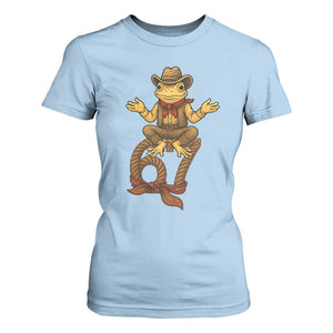 Funny Frog Cowboy Six Seven Meme T Shirt For Women 67 Doot Doot Western Animal Trend Gift TS12 Light Blue Print Your Wear