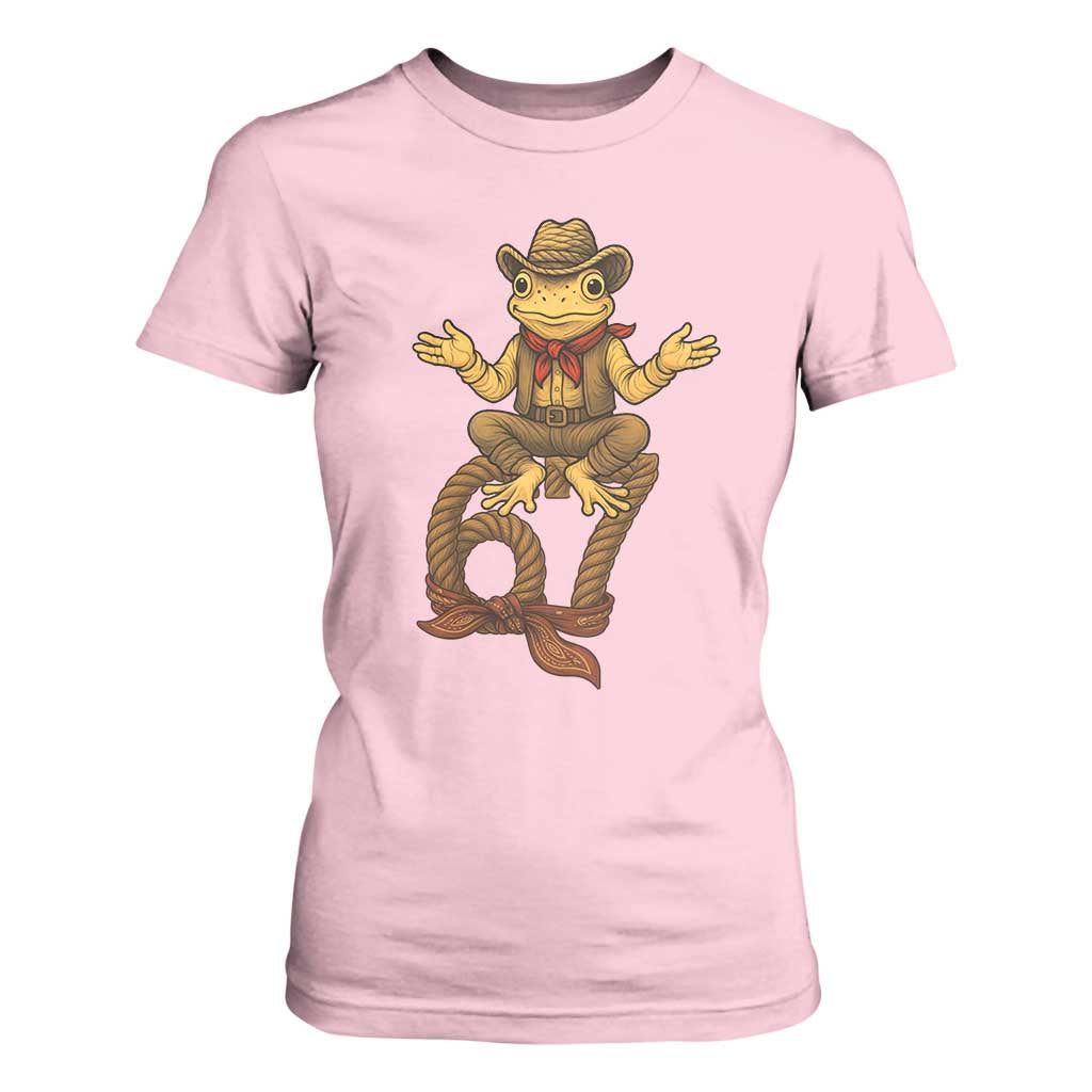 Funny Frog Cowboy Six Seven Meme T Shirt For Women 67 Doot Doot Western Animal Trend Gift TS12 Light Pink Print Your Wear