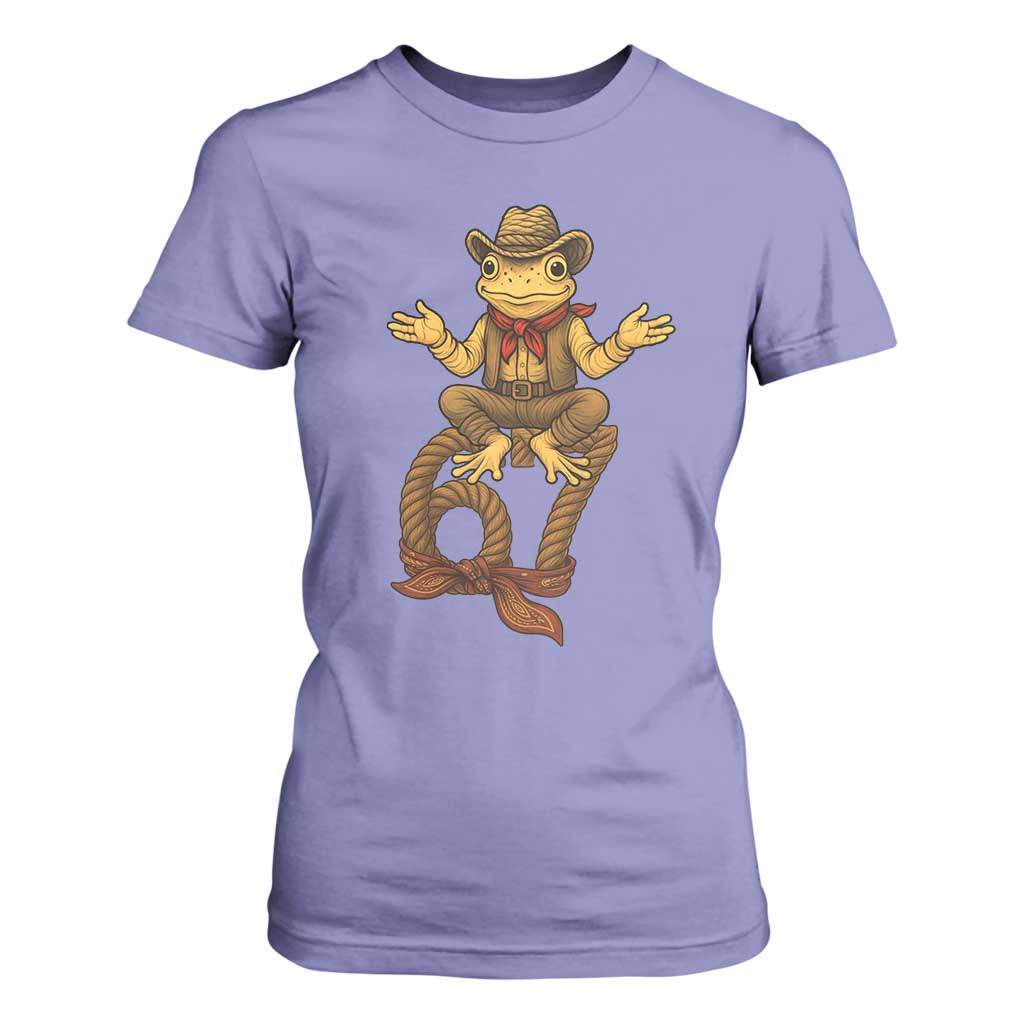 Funny Frog Cowboy Six Seven Meme T Shirt For Women 67 Doot Doot Western Animal Trend Gift TS12 Violet Print Your Wear