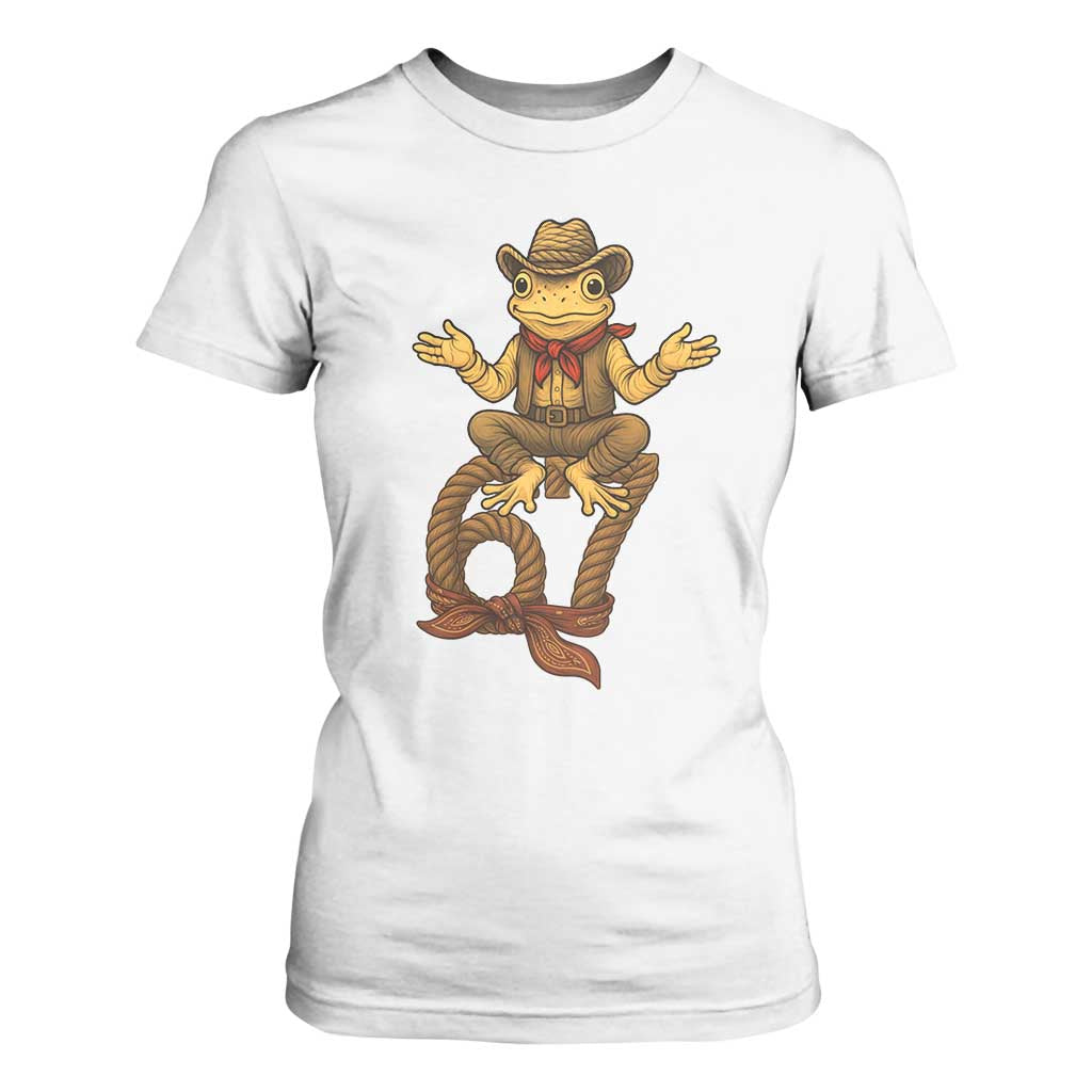 Funny Frog Cowboy Six Seven Meme T Shirt For Women 67 Doot Doot Western Animal Trend Gift TS12 White Print Your Wear