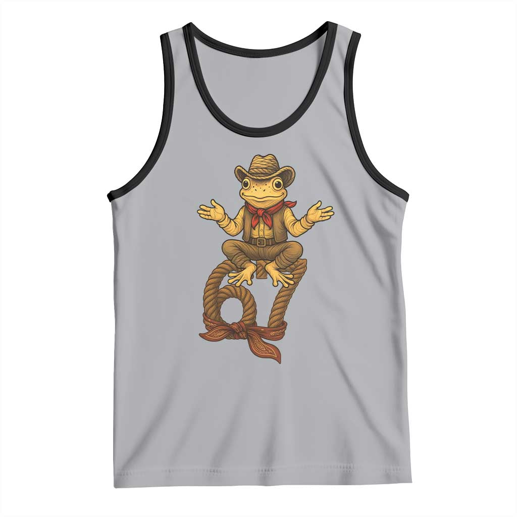 Funny Frog Cowboy Six Seven Meme Tank Top 67 Doot Doot Western Animal Trend Gift TS12 Athletic Heather Black Print Your Wear