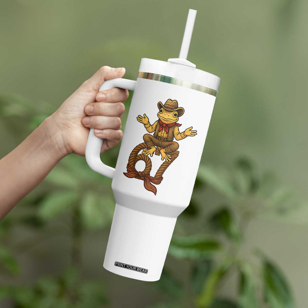 Funny Frog Cowboy Six Seven Meme Tumbler With Handle 67 Doot Doot Western Animal Trend Gift TS12 Print Your Wear