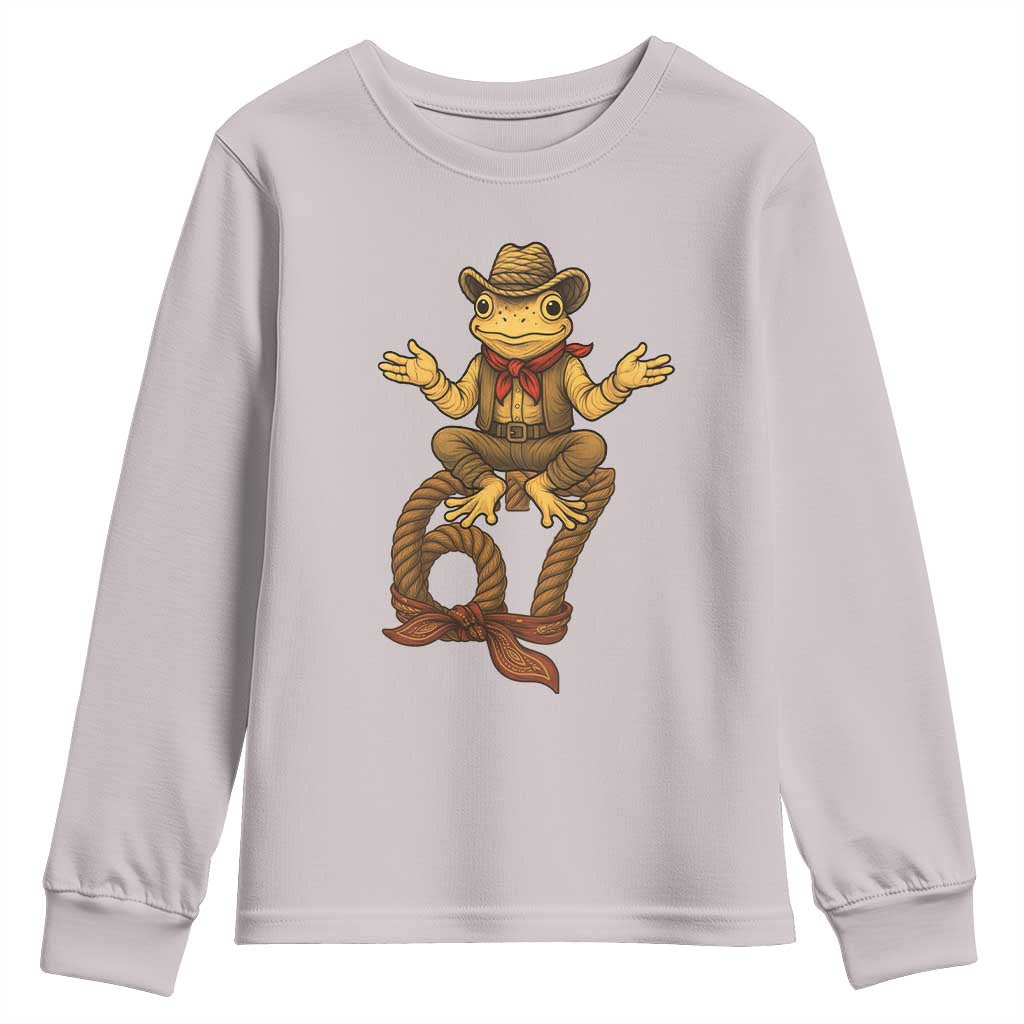 Funny Frog Cowboy Six Seven Meme Youth Sweatshirt 67 Doot Doot Western Animal Trend Gift TS12 Ice Gray Print Your Wear