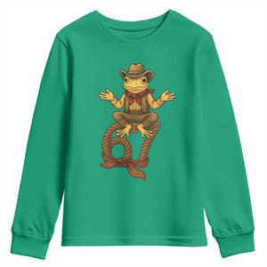 Funny Frog Cowboy Six Seven Meme Youth Sweatshirt 67 Doot Doot Western Animal Trend Gift TS12 Irish Green Print Your Wear