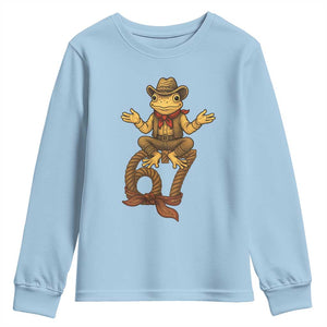 Funny Frog Cowboy Six Seven Meme Youth Sweatshirt 67 Doot Doot Western Animal Trend Gift TS12 Light Blue Print Your Wear