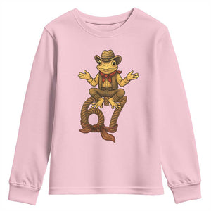 Funny Frog Cowboy Six Seven Meme Youth Sweatshirt 67 Doot Doot Western Animal Trend Gift TS12 Light Pink Print Your Wear