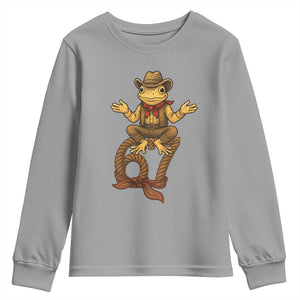 Funny Frog Cowboy Six Seven Meme Youth Sweatshirt 67 Doot Doot Western Animal Trend Gift TS12 Sport Gray Print Your Wear