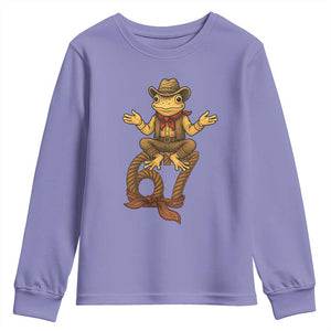 Funny Frog Cowboy Six Seven Meme Youth Sweatshirt 67 Doot Doot Western Animal Trend Gift TS12 Violet Print Your Wear