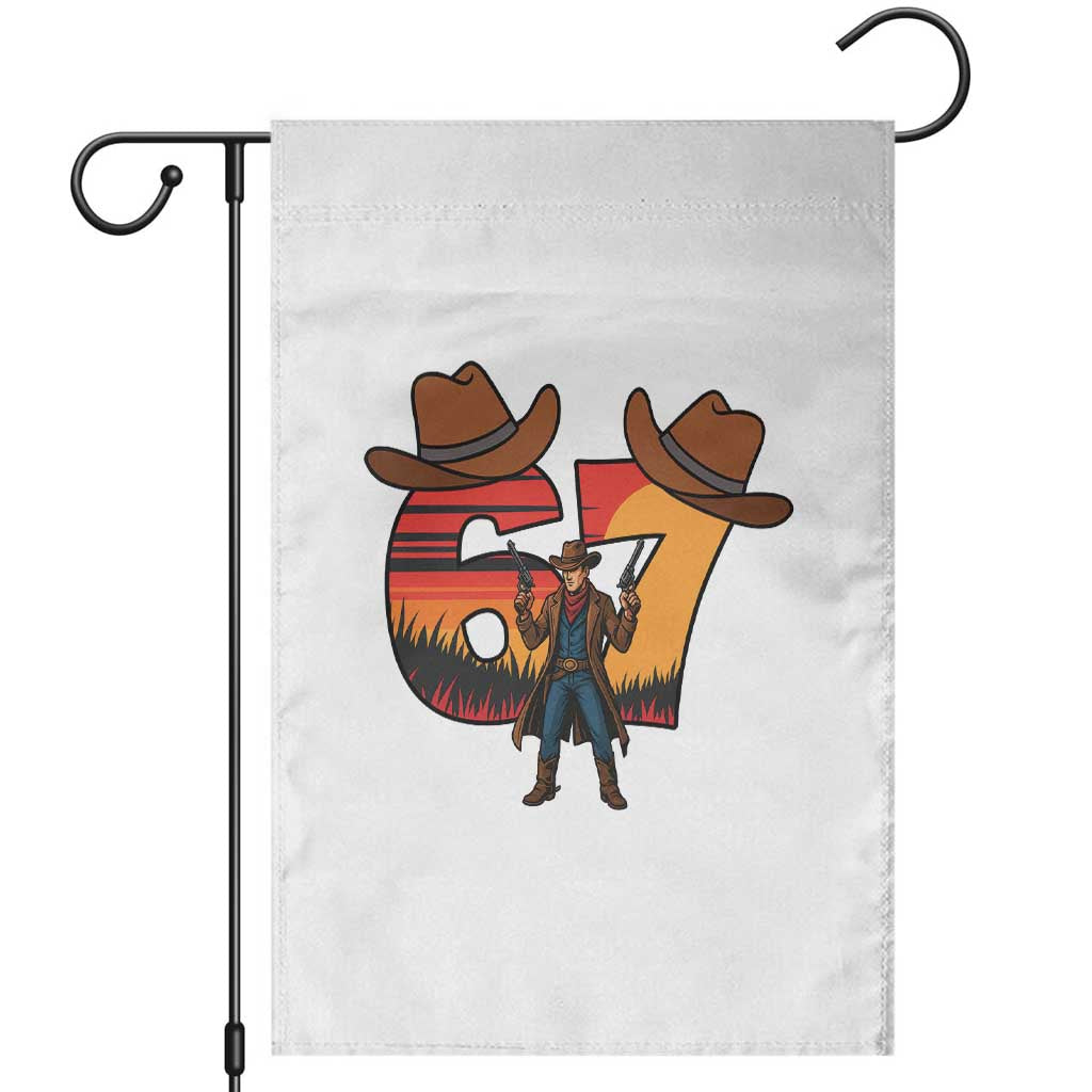 Six Seven Meme Cowboy Garden Flag Funny Western 67 Trend Gift TS12 White Print Your Wear