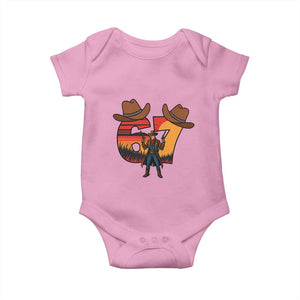 Six Seven Meme Cowboy Baby Onesie Funny Western 67 Trend Gift TS12 Light Pink Print Your Wear