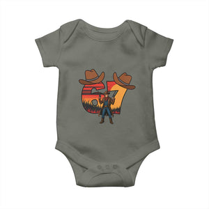 Six Seven Meme Cowboy Baby Onesie Funny Western 67 Trend Gift TS12 Military Green Print Your Wear