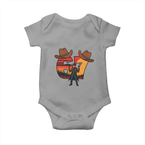 Six Seven Meme Cowboy Baby Onesie Funny Western 67 Trend Gift TS12 Sport Gray Print Your Wear