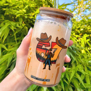 Six Seven Meme Cowboy Glass Can Funny Western 67 Trend Gift TS12 White Print Your Wear