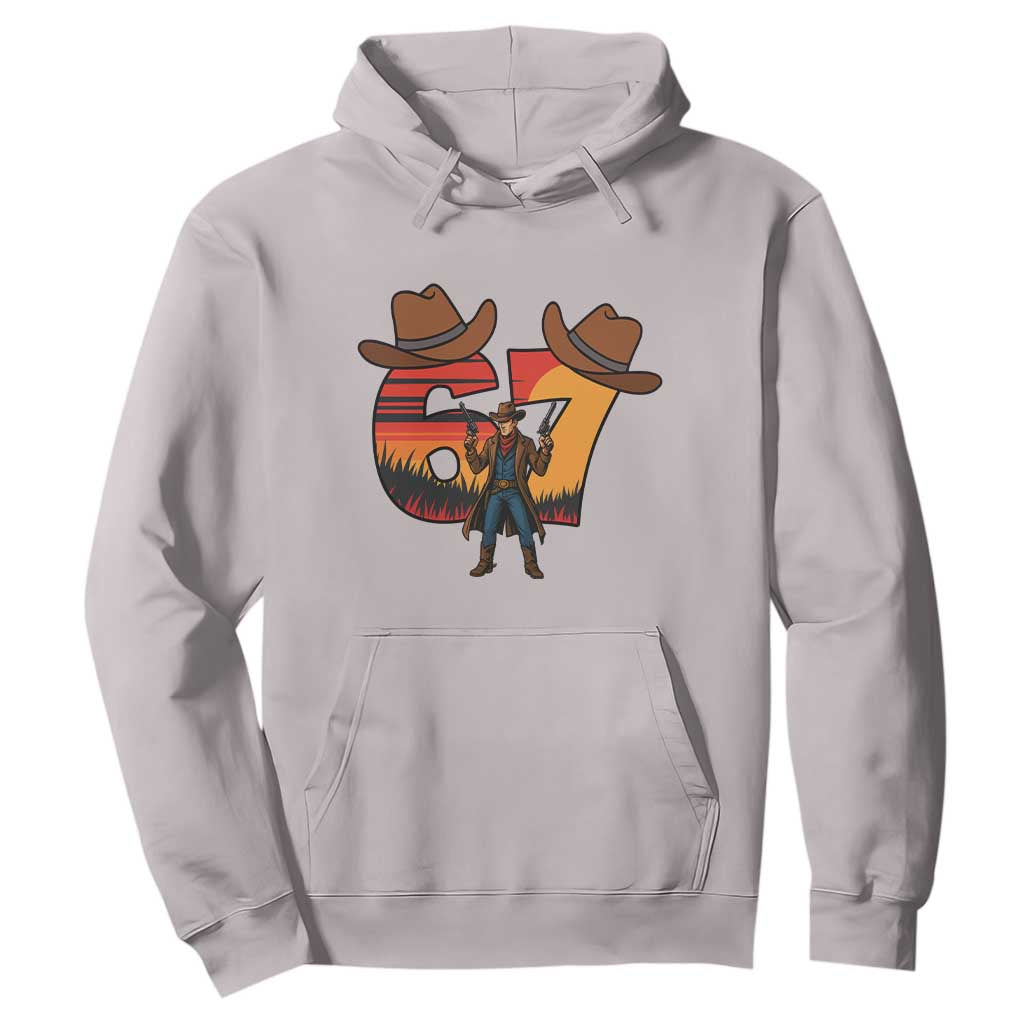 Six Seven Meme Cowboy Hoodie Funny Western 67 Trend Gift TS12 Ice Gray Print Your Wear